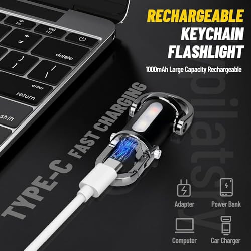 Uniqus Rechargeable Keychain Flashlights1200 Lumens Edc Mini Flashlights'portable Rechargeable Bright Keychain Flashlight'compatible 2Pcs