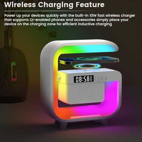 Dexmary Smart Led Table Lamp Wireless Charger With Fast Charging And Sunrise 10W