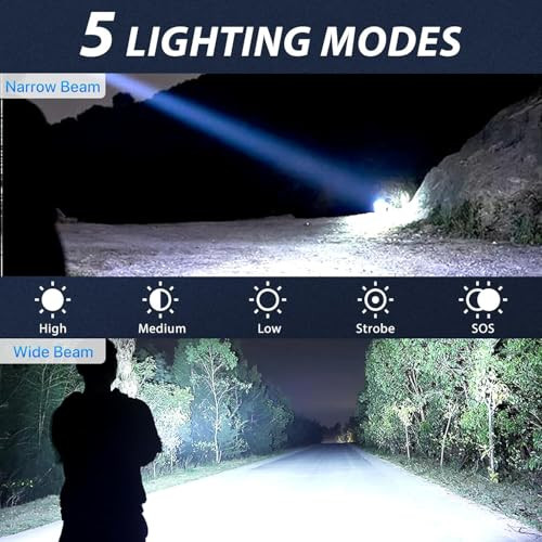 Thy Try Rechargeable Flashlights 99000 High Lumens Super Bright Rechargeable Flashlights For Home 2 Pack
