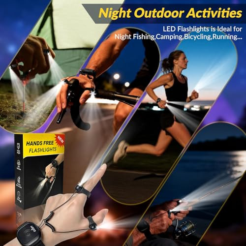 Interest Boom Led Rechargeable Flashlight Gloves Finger Flashlights With UsbC Fast ChargingHands 2Pcs