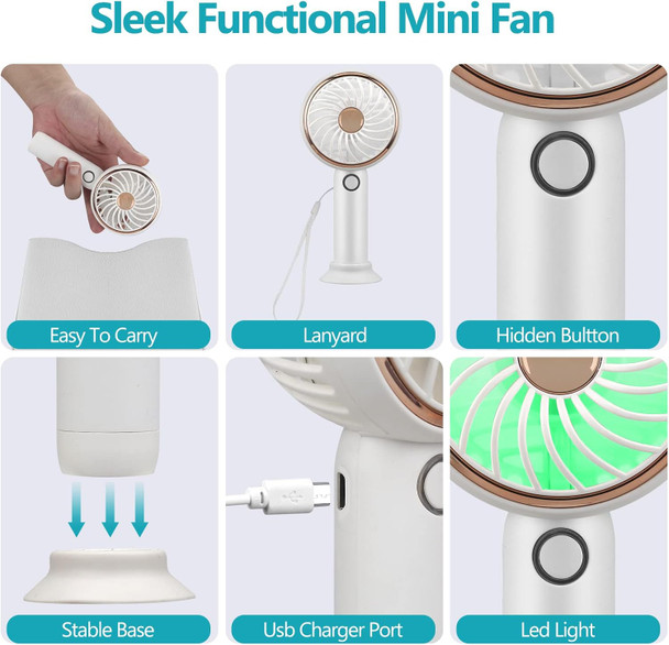 Hand Held Fan, Mini Portable Fan With 3 Speed Adjustable Cooling Fan, Handheld Fan Rechargeable With Base For Kids Women Men