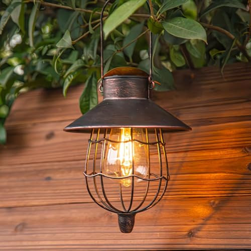Yakii Solar Lantern Hanging Waterproof Outdoor Metal Lamp With Warm White Light 2 Pack White