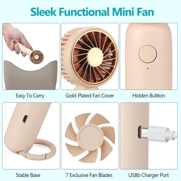 Handheld Mini Fan, Usb Small Personal Fan With 3 Speed Adjustable Low Noise, Portable Hand Held Fan With Carabiner For For Women Handheld Mini Fan, Usb Small Personal Fan With 3 Speed Adjustable Low Noise, Portable Hand Held Fan With Carabiner For For Women