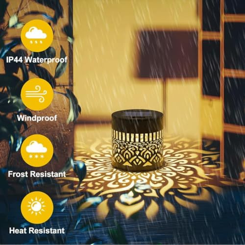 Yyingyu Solar Mandala Lights Outdoor Waterproof Metal Solar Powered Deck 2Pcs White