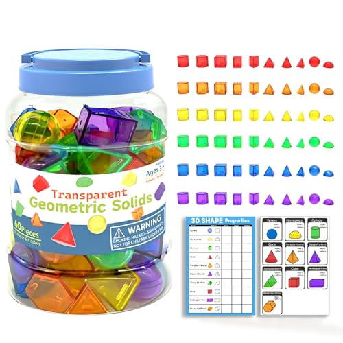 Yunhe Xinqiao Toys Factory 3D Shapes For Kids Translucent Geometric Solids For Teaching Geometry Light 60 Pcs
