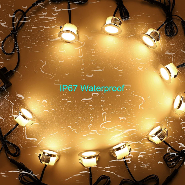 Low Voltage Recessed Led Deck Lights Kit, 16 Pack Ø45Mm Bluetooth App Control, 2700K6500K Dimmable InGround Ip67 Waterproof