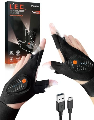 Wizstar Fathers Day Dad Gifts Rechargeable Led Flashlight Gloves Birthday For