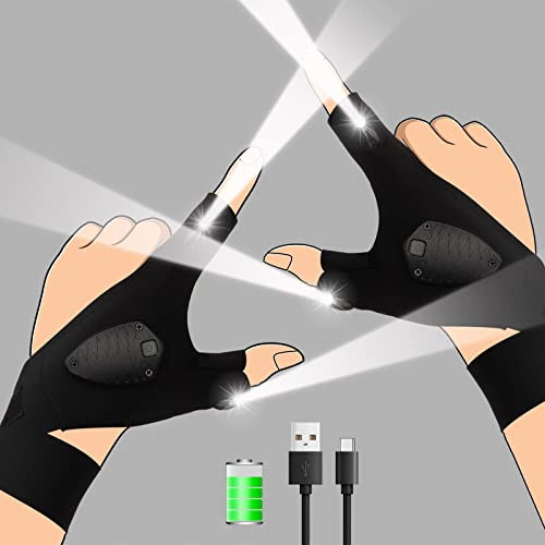 Moipejo Led Flashlight Gloves Rechargeable Mens Stocking Stuffers White Elephant Gifts For White
