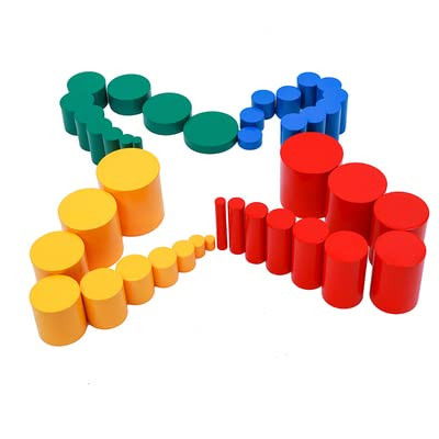 Yunhe Xinqiao Toys Factory Montessori Wooden Knobless Color Cylinder Blocks Baby Games Stacked Arrangement Block Set Of 4