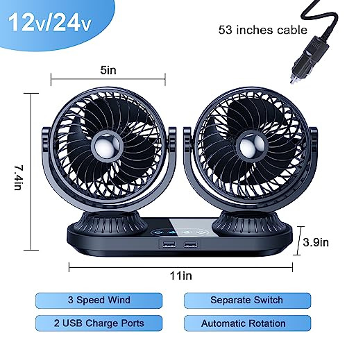 Xuenair Auto Oscillating / Car Fan Cigarette Lighter Plug For Pickup Truck 12V