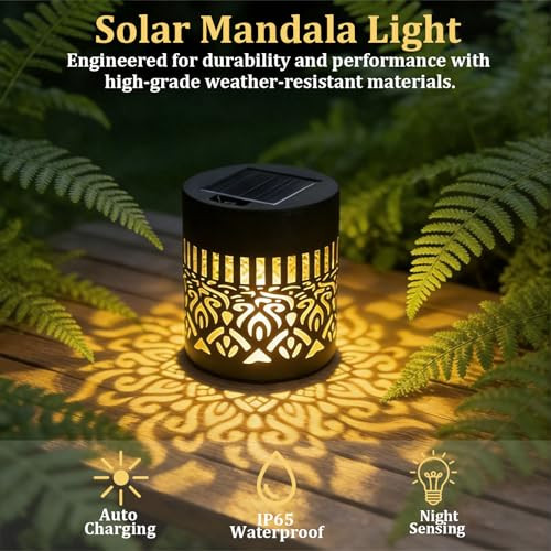 Uniqus Decorative Solar Mandala Lights Metal Outdoor Waterproof Decorative Lights For Garden 2Pcs