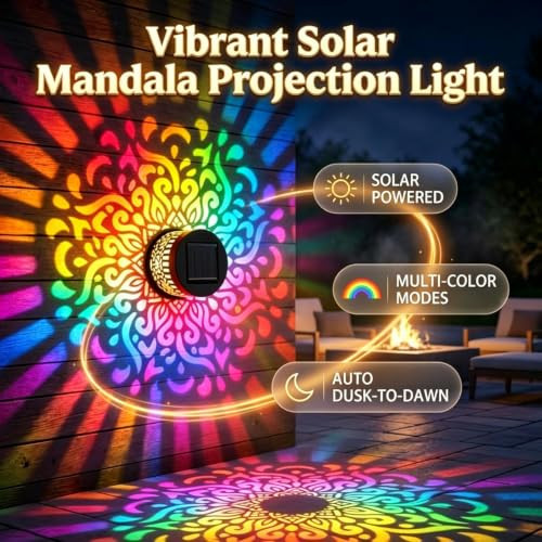 Uniqus SevenColor Changing Solar Mandala Lights Solar Wall Step Deck Light Outdoor 2 Pcs