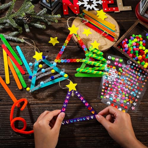 Vertintong Christmas Craft Kits Diy Stick Christmas Tree Ornaments Decoration Craft Stick 30 Sets