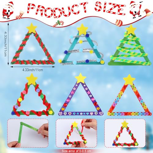 Vertintong Christmas Craft Kits Diy Stick Christmas Tree Ornaments Decoration Craft Stick 30 Sets