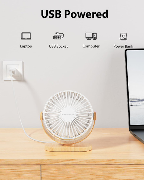 Sweetfull Desk Fan Usb Small Fan, 3 Speeds Portable Fan, 360° Rotate Personal Desktop Table Fan, Mini Fan Quiet Operation Sweetfull Desk Fan Usb Small Fan, 3 Speeds Portable Fan, 360° Rotate Personal Desktop Table Fan, Mini Fan Quiet Operation