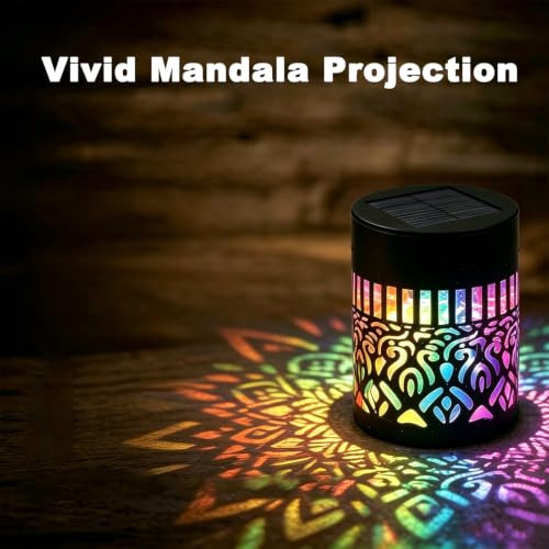 Uniqus Solar Mandala Lights Outdoor Wall SevenColor Changing Solar Mandala Projection Wall 2Pcs