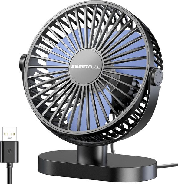 Sweetfull Usb Desk Fan Small Quiet 3 Speeds Mini Personal Portable Fan 360° Rotation Adjustable, 6 Inch Office Table Cooling Sweetfull Usb Desk Fan Small Quiet 3 Speeds Mini Personal Portable Fan 360° Rotation Adjustable, 6 Inch Office Table Cooling