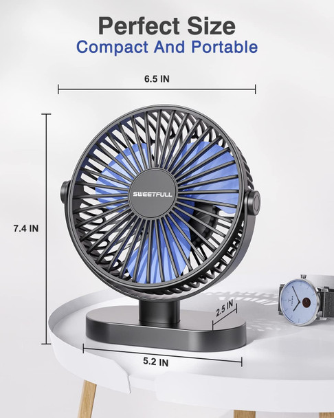Sweetfull Usb Desk Fan Small Quiet 3 Speeds Mini Personal Portable Fan 360° Rotation Adjustable, 6 Inch Office Table Cooling Sweetfull Usb Desk Fan Small Quiet 3 Speeds Mini Personal Portable Fan 360° Rotation Adjustable, 6 Inch Office Table Cooling
