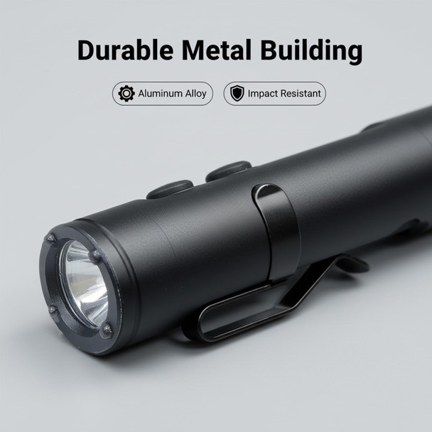 Qipeco Pocket Rechargeable Edc Flashlight 500 Lumens Mini Keychain Flashlight With Fire Black