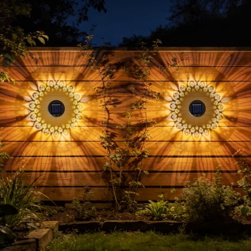 Srnpmiu Solar Mandala Lights Outdoor Decor Solar Fence Lights Outdoor Garden Decorative