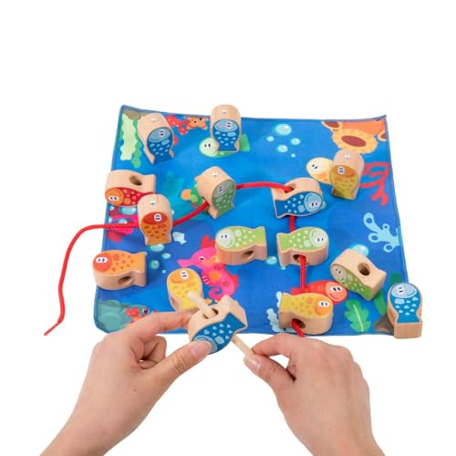 Yunhe Xinqiao Toys Factory Montessori 4In1 Wooden Fish Stacking Toy For Toddlers 35 Magnetic Fishing