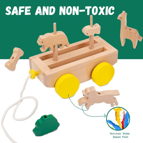 Adena Montessori Wooden Pull Long Trailer Toys
