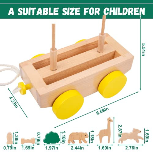 Adena Montessori Wooden Pull Long Trailer Toys
