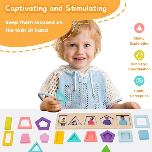 Adena Montessori Colorful Multiple Shape Puzzles Toys For 612 Months 1 Year Old 10 Pieces