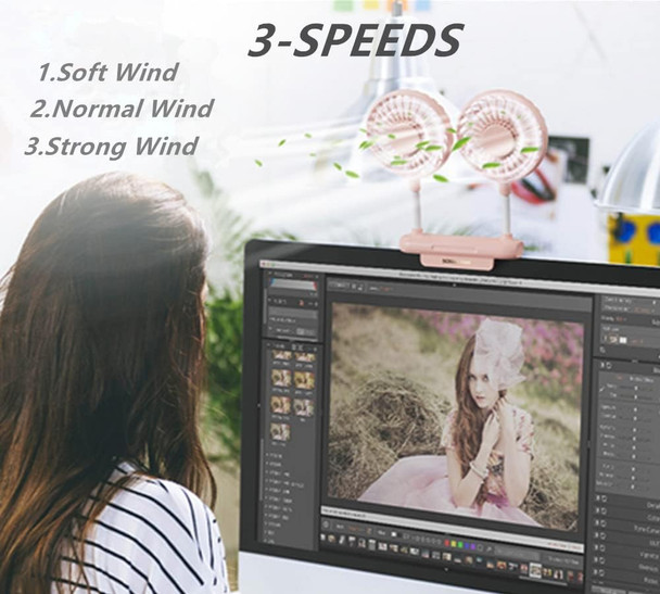 Monitor Fan, Thrrly Desktop Fan With 2 Fan Heads, 3 Speeds 360° Rotatable Office Desk Fan Usb Powered Cooling Fan With Sturdy Monitor Fan, Thrrly Desktop Fan With 2 Fan Heads, 3 Speeds 360° Rotatable Office Desk Fan Usb Powered Cooling Fan With Sturdy