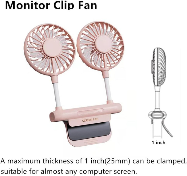 Monitor Fan, Thrrly Desktop Fan With 2 Fan Heads, 3 Speeds 360° Rotatable Office Desk Fan Usb Powered Cooling Fan With Sturdy Monitor Fan, Thrrly Desktop Fan With 2 Fan Heads, 3 Speeds 360° Rotatable Office Desk Fan Usb Powered Cooling Fan With Sturdy