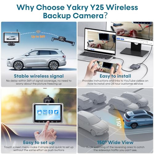 Yakry Wireless Backup Camera With 5Inch Hd Screen: 1080P Rear View Camera Clear