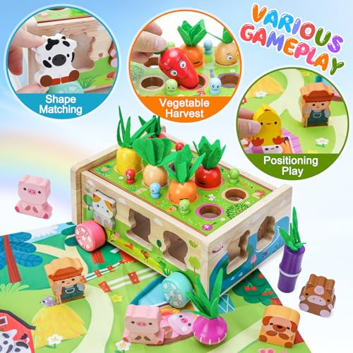 Kmtjt Toddler Montessori Wooden Farm Toys