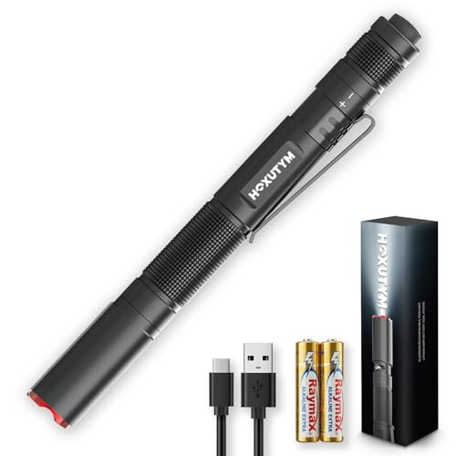 Hoxutym Rechargeable Pen Light Dual Power Flashlight With UsbC Charging Or Aaa