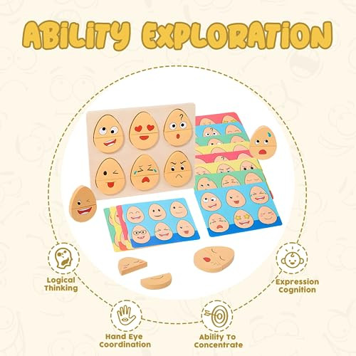 Yunhe Xinqiao Toys Factory Montessori Toys For 1 2 3 Year OldWooden Facial Expressions Sorting 32 Pcs