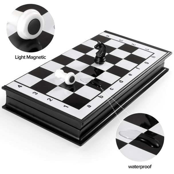 Fanvince Chess Sets Travel Board Games: Magnetic Folding Chess Board With Instructions 9.5 Inch