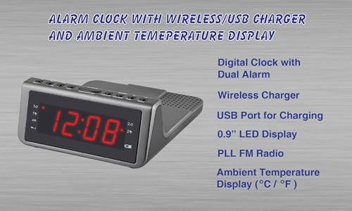 Hannlomax Hx205Wi Pll Fm Radio With Wireless Charging Usb Port For 1A Red