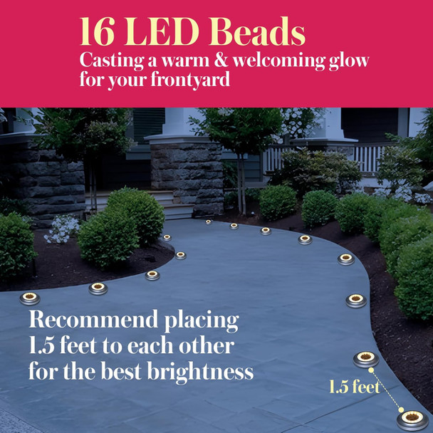 Solar Ground Light 8 Packs, Upgraded 16Leds Solar Outdoor Light For Patio, MowerFriendly Withstand 200Lbs Solar Powered Lights Solar Ground Light 8 Packs, Upgraded 16Leds Solar Outdoor Light For Patio, MowerFriendly Withstand 200Lbs Solar Powered Lights