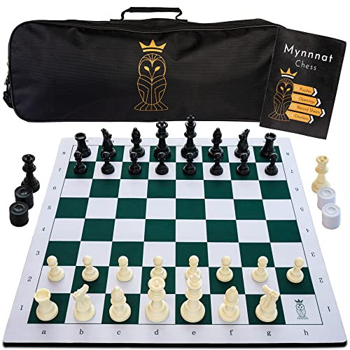 Mynnnat Gifts and Games Professional Chess Set Thick Tournament Roll Up Board And Pieces With White