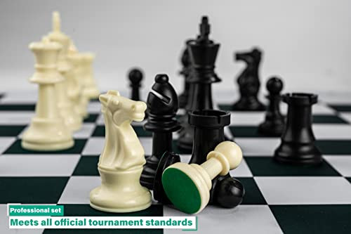 Mynnnat Gifts and Games Professional Chess Set Thick Tournament Roll Up Board And Pieces With White