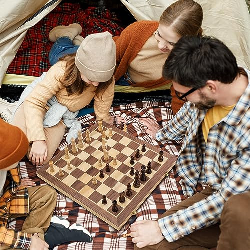 Asney Upgraded Magnetic Chess Set 15 Tournament Staunton Wooden Chess Board Game
