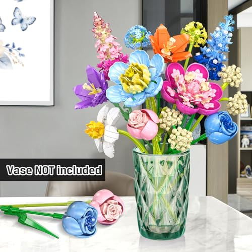 Plaxsoon Flower Bouquet Building Set Botanical Collection Building Block Toy Flowers Rose 888 Pcs