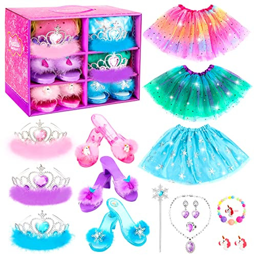 Hamsily Princess Dress Up Shoes Set Girls Dress Up Toys Toddler Jewelry