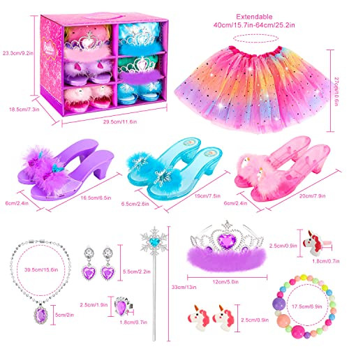 Hamsily Princess Dress Up Shoes Set Girls Dress Up Toys Toddler Jewelry