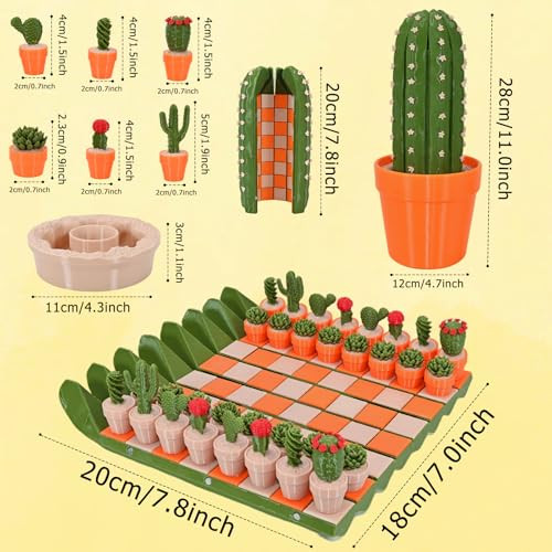 Zmjy Cactus Chess Set For Adults and Kids 32 Unique 3DPrinted Cactus