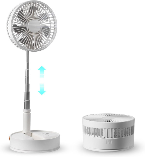 8 Inch Foldable Oscillating Standing Fan With Remote Control, 4 Speed Adjustable Portable Desk Quiet Fan, 7200Mah Rechargeable