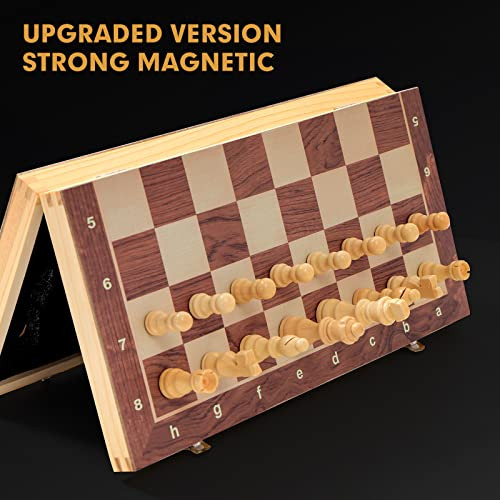 Luckywish 15 X 15 Magnetic Wooden Folding Chess Set With 2 Extra