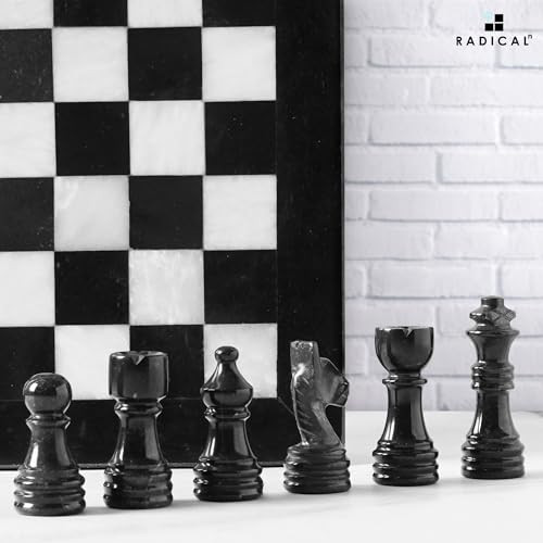 Radicaln Marble Chess Set Black And White Handmade Chess Game 12 Inches Black