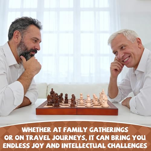 Genjuw Magnetic Travel Chess Set With Wooden Folding Board 12 Inch