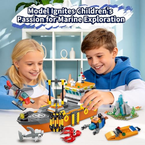 Kiothdre City Ocean Explorer Ship Building Set Fun Toy Exploration Boat Building