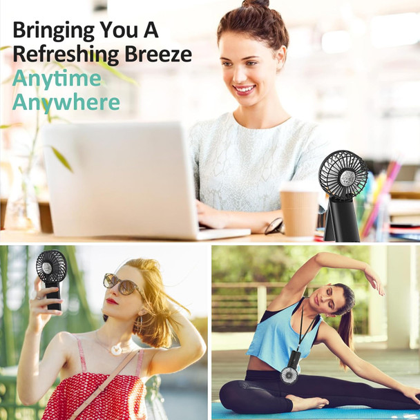 Portable Handheld Fan Black,Rechargeable Small Personal Fan,15H Max Cooling Time,4 Speeds Battery Operated Fan,Women,Men'S Travel Portable Handheld Fan Black,Rechargeable Small Personal Fan,15H Max Cooling Time,4 Speeds Battery Operated Fan,Women,Men'S Travel